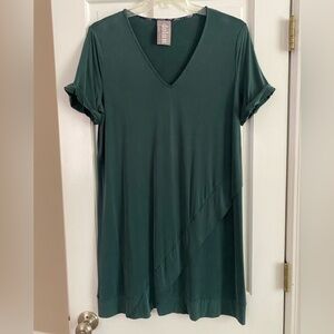 Dolan left coast collection, dark green short silky knit dress, Large